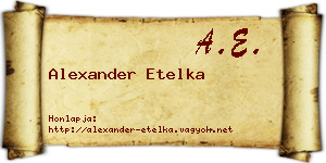 Alexander Etelka névjegykártya